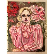 Portrait of a Woman in a Pink Blouse – Original Oil Painting on canvas 